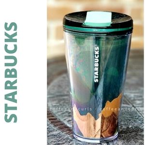 Starbucks Gold Foil Mountain Morning Cold Brew 16oz Tumbler NWT